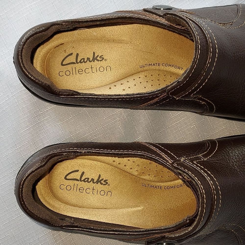 Clarks Women's 6.5 Comfort Cora Poppy Slip On Shoe Loafer Dark Brown Tumbled - Picture 9 of 10